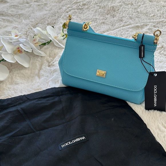 Dolce & Gabbana Small Miss Sicily Leather Satchel Sky Blue - Picture 1 of 14